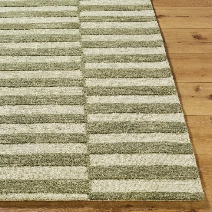 Our Pnw Home Idaho Hand Tufted Green Cream Wool Modern Living Dining Bedroom PNWID2300 Rug