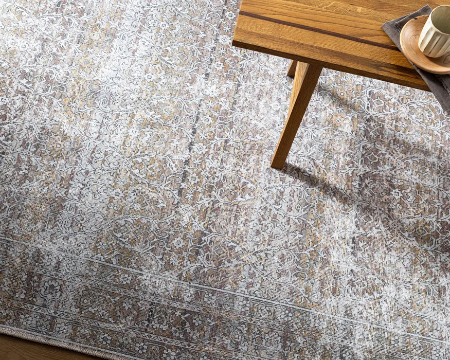 AKIFAH Our PNW Home x Livabliss Machine Washable Oriental Boho Dark Brown/Cream Rug