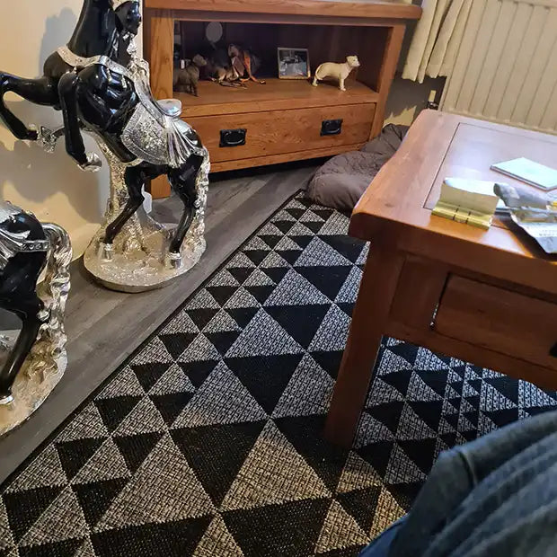 Photo by Glen J., |  moda flatweave prism black   Rug.