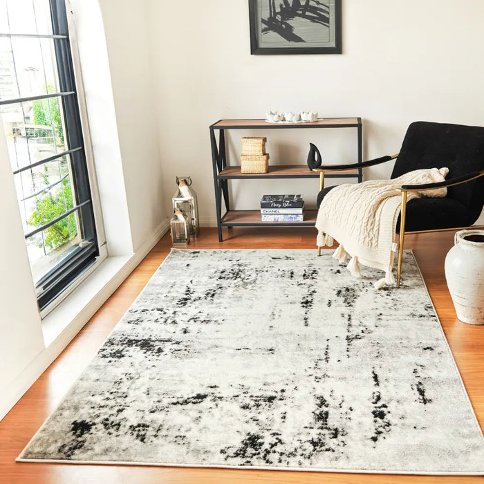 NATALIA Abstract Modern Marble Light Grey Rug
