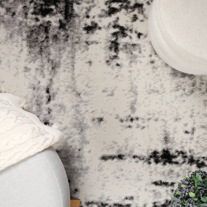 NATALIA Abstract Modern Marble Light Grey Rug