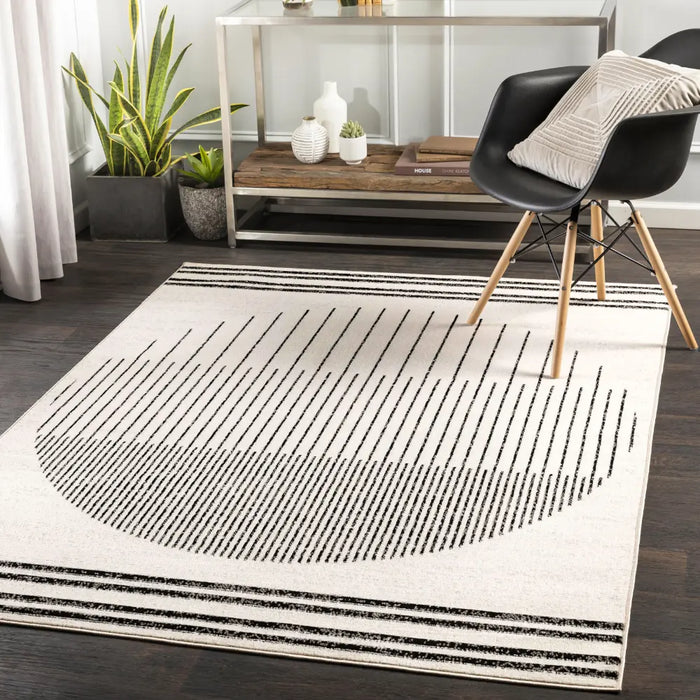 ENSO Scandi Geometric White/Black Rug Ivory Rug — RugsDirect Online