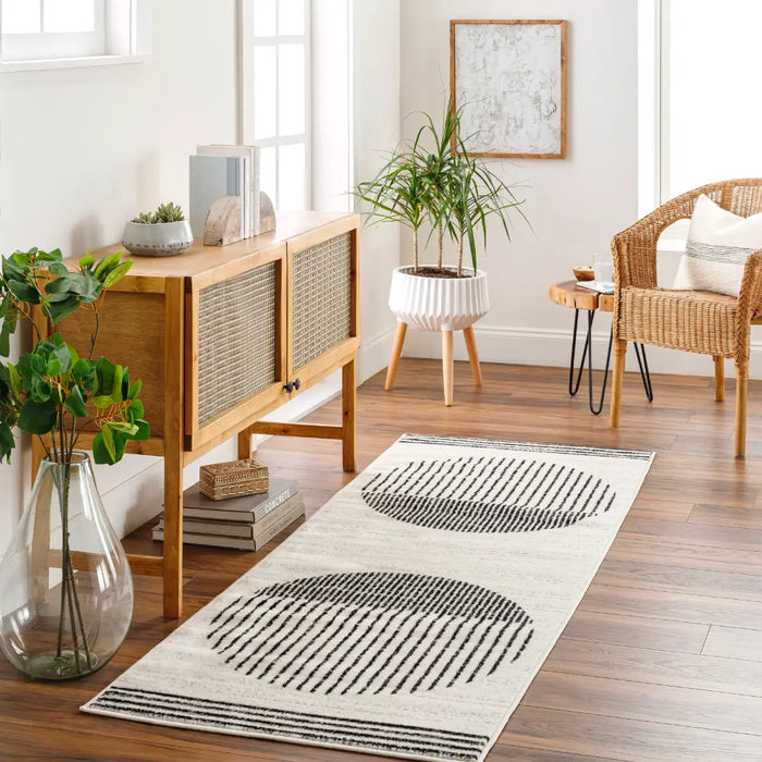 ENSO Scandi Geometric White/Black Rug