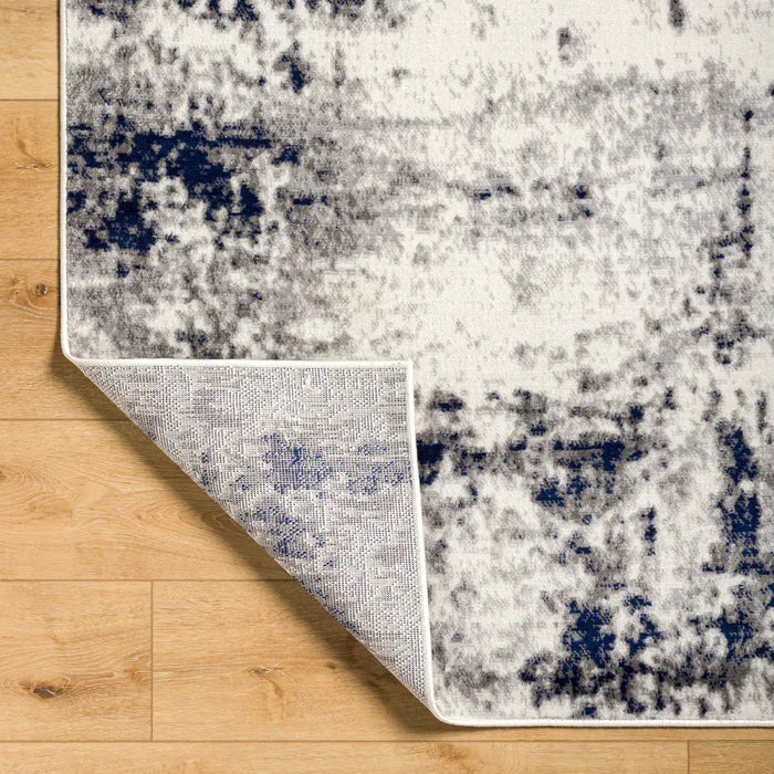 JOSEFA Abstract Modern Marble Dark Blue Rug