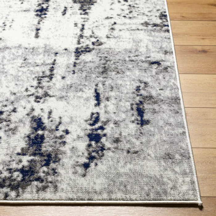 JOSEFA Abstract Modern Marble Dark Blue Rug