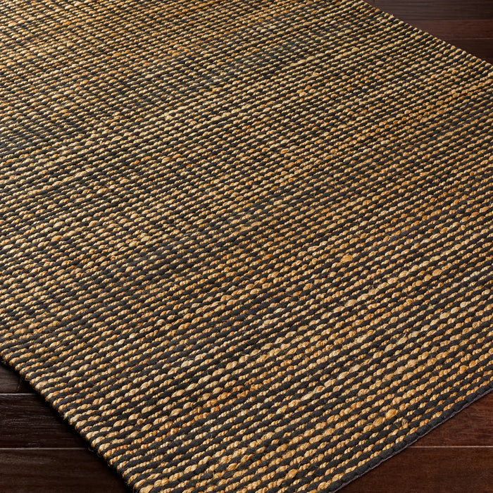Priya Hand Woven Black Tan Jute Wool Modern Living Dining Bedroom PYA2301 Rug