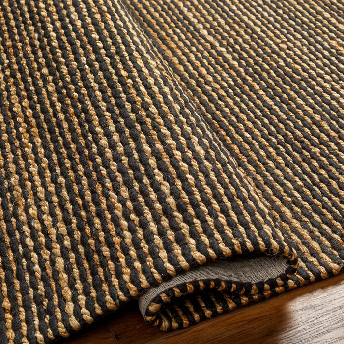 Priya Hand Woven Black Tan Jute Wool Modern Living Dining Bedroom PYA2301 Rug