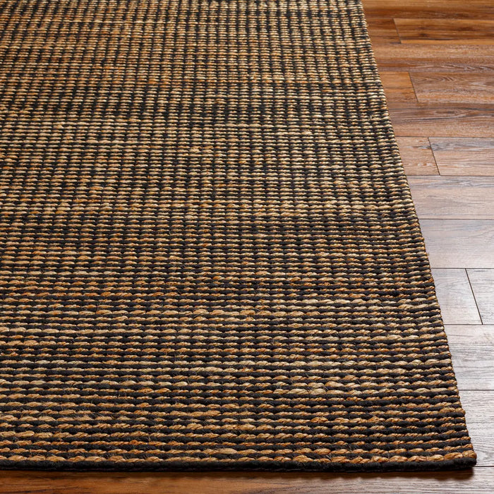 Priya Hand Woven Black Tan Jute Wool Modern Living Dining Bedroom PYA2301 Rug