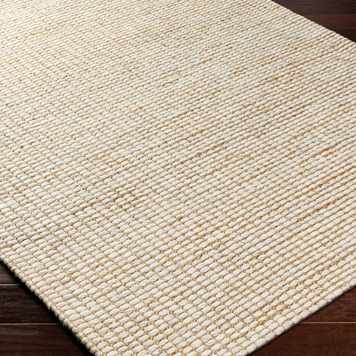 Priya Hand Woven Off-White Tan Jute Wool Modern High Pile Living Dining Bedroom PYA2303 Rug
