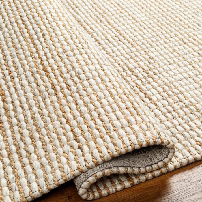 Priya Hand Woven Off-White Tan Jute Wool Modern High Pile Living Dining Bedroom PYA2303 Rug