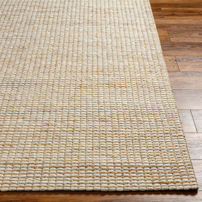 Priya Hand Woven Off-White Tan Jute Wool Modern High Pile Living Dining Bedroom PYA2303 Rug