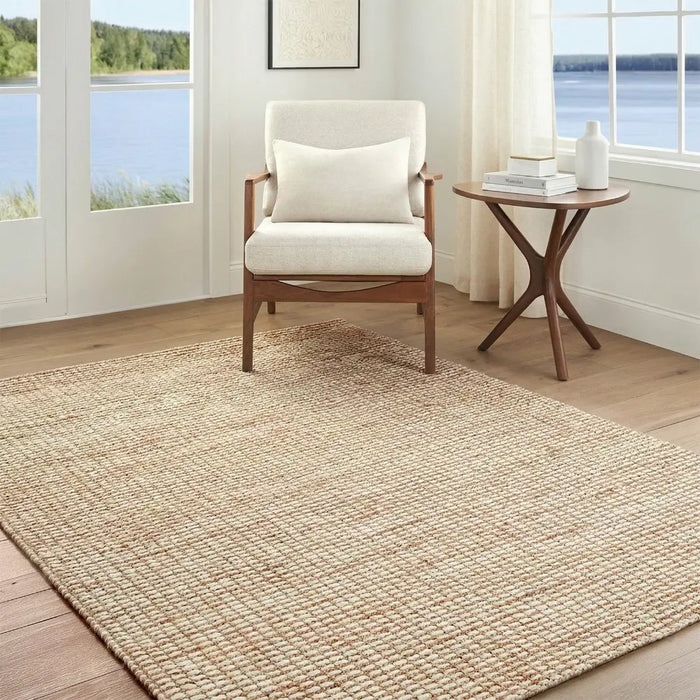 Priya Hand Woven Off-White Tan Jute Wool Modern High Pile Living Dining Bedroom PYA2303 Rug