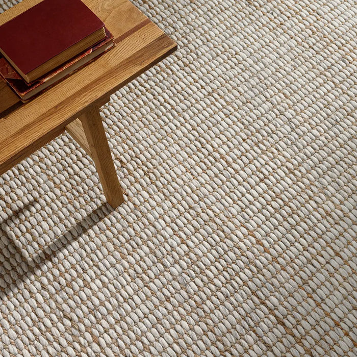 Priya Hand Woven Off-White Tan Jute Wool Modern High Pile Living Dining Bedroom PYA2303 Rug