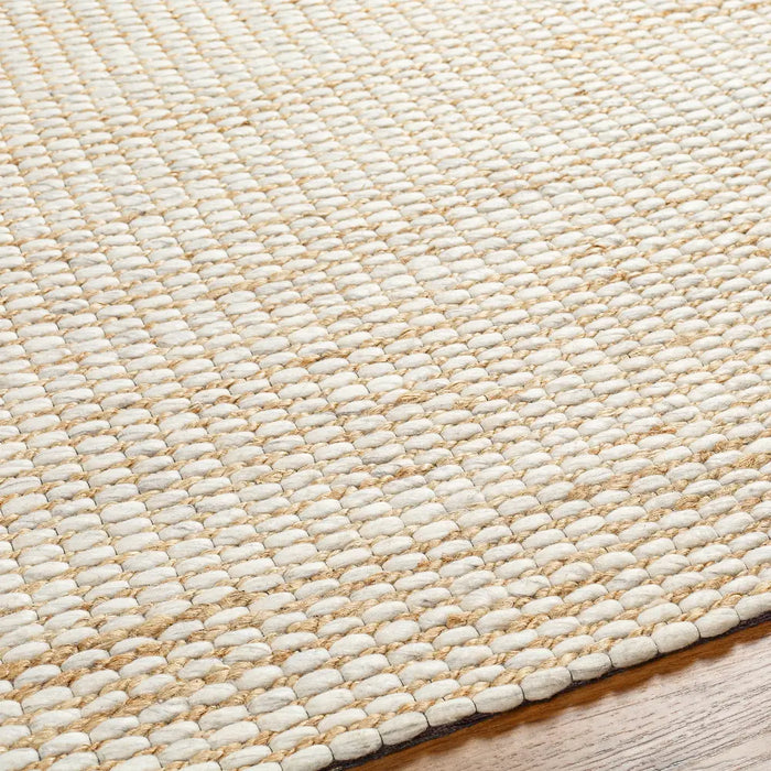 Priya Hand Woven Off-White Tan Jute Wool Modern High Pile Living Dining Bedroom PYA2303 Rug