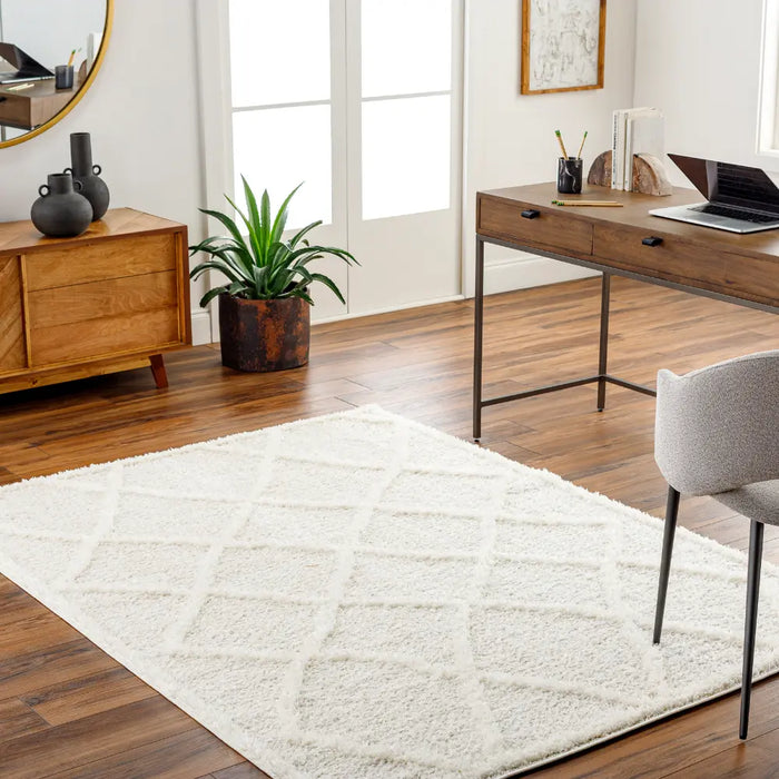 Sumaya Shaggy Modern Plush Pile Cream Rug