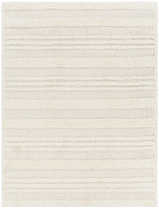 CHUMINI Shaggy Modern Plush Pile Cream Striped Rug