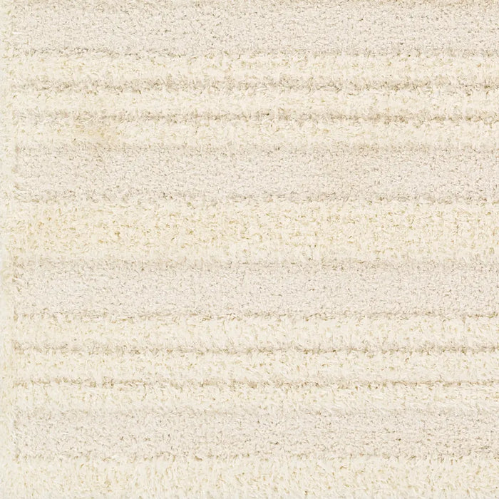 CHUMINI Shaggy Modern Plush Pile Cream Striped Rug