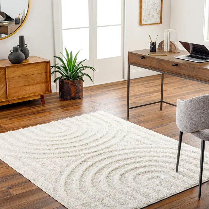Marava Shaggy Modern Plush Pile Light Grey Rug