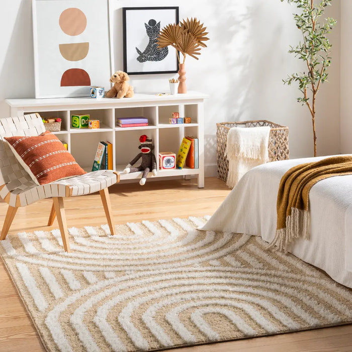 MARAVA Shaggy Modern Plush Pile Light Orange Rug