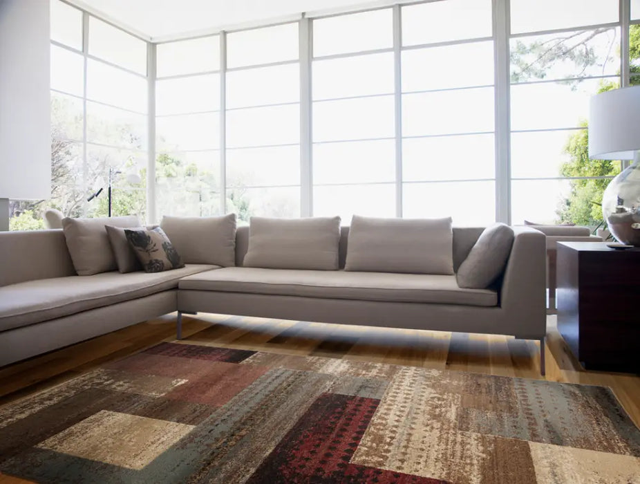 SHAMA Scandi Modern White/Brick Rug