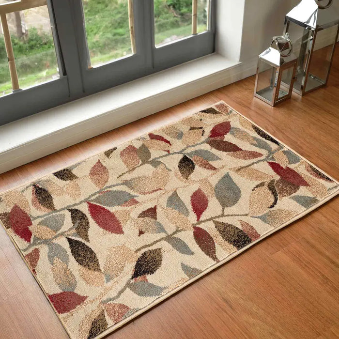 DAMALI Scandi Modern White/Dark Red Rug