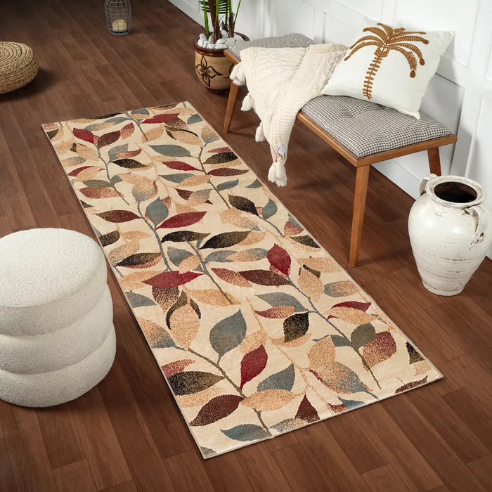 DAMALI Scandi Modern White/Dark Red Rug