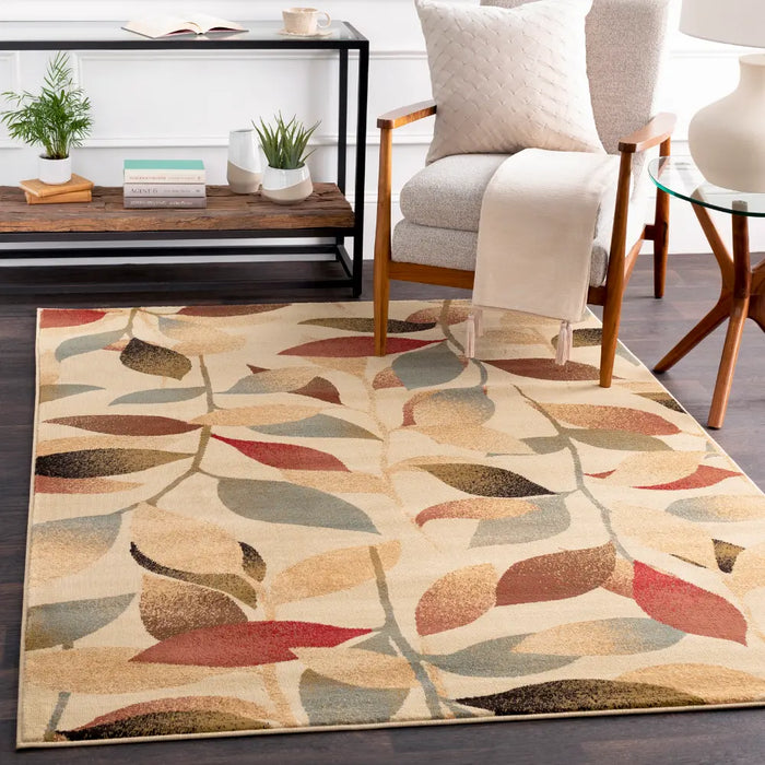 DAMALI Scandi Modern White/Dark Red Rug