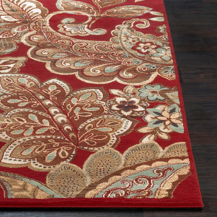 AROSA Scandi Traditional Boho Dark Red Rug