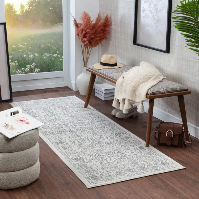 MARGAUX Vintage Traditional Oriental Boho Grey/Ivory Rug