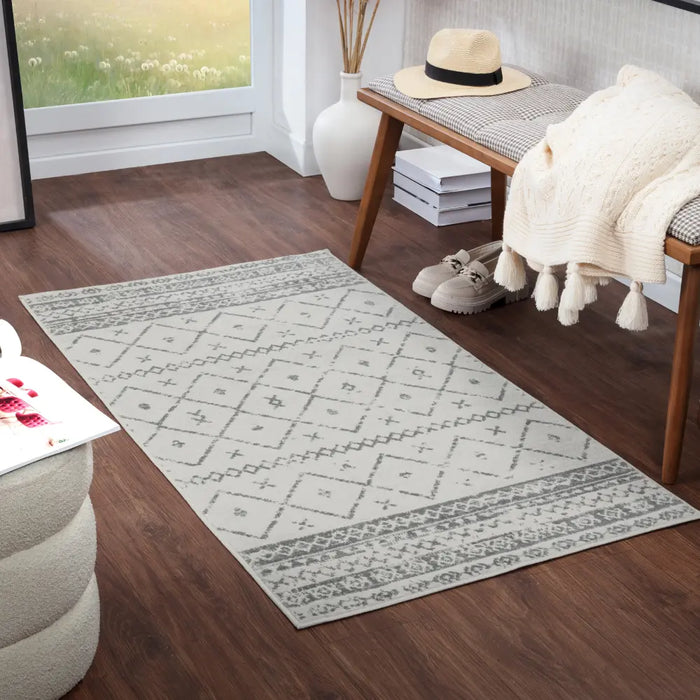 MYA Berber Geometric White Rug