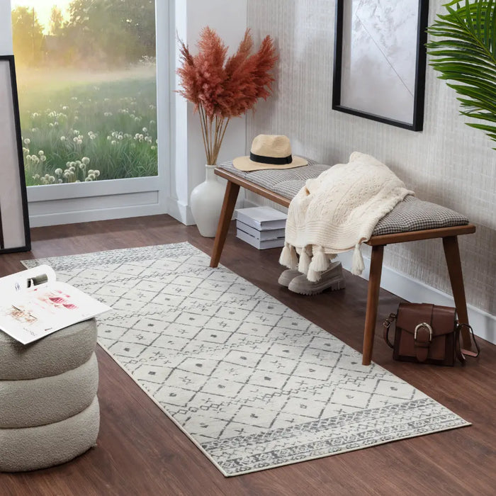 MYA Berber Geometric White Rug