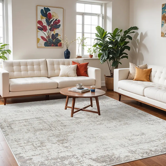 ALIX Abstract Modern Marble Medium Grey Rug