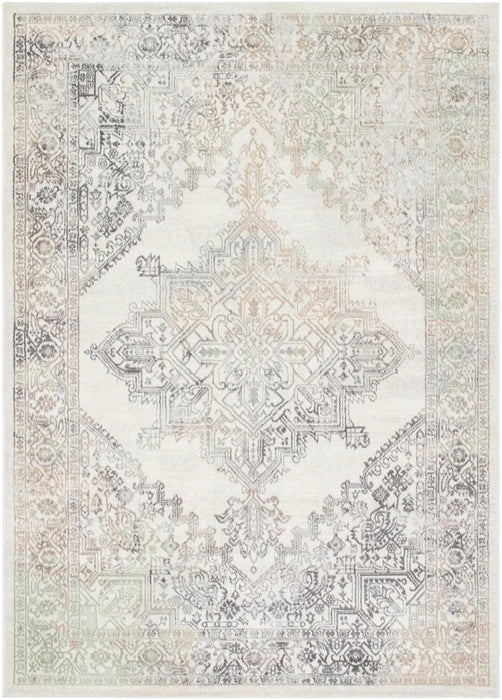 CEREN Vintage Traditional Oriental Boho Light Brown/Medium Grey Rug