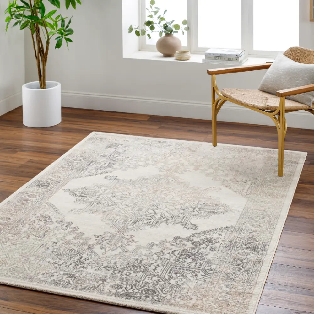 CEREN Vintage Traditional Oriental Boho Light Brown/Medium Grey Rug ...