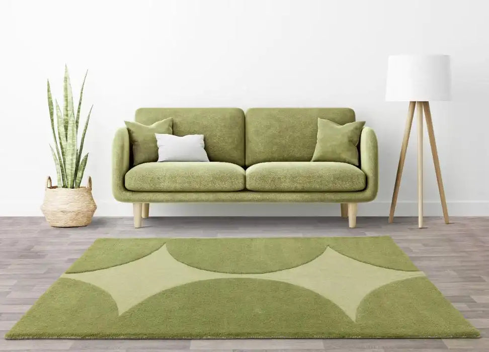 Asiatic canvas 01 reflect Green Living Room Wool Rug.