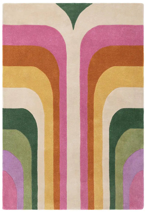Asiatic romy 01 retro pink Multicoloured, Pink Living Room Geometric Rug.