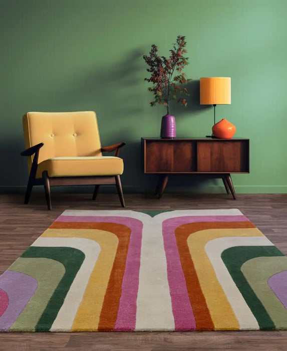 Asiatic romy 01 retro pink Multicoloured, Pink Living Room Geometric Rug.