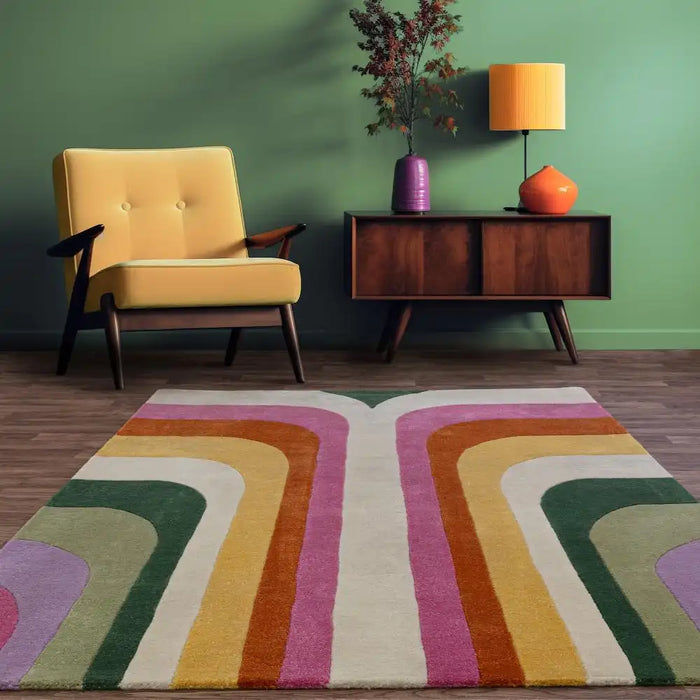 Asiatic romy 01 retro pink Multicoloured, Pink Living Room Geometric Rug.