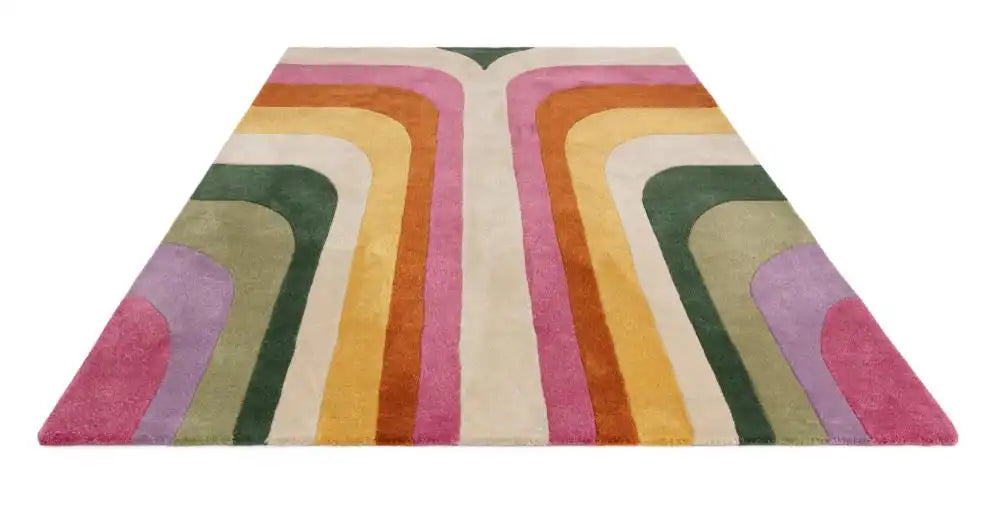 Asiatic romy 01 retro pink Multicoloured, Pink Living Room Geometric Rug.