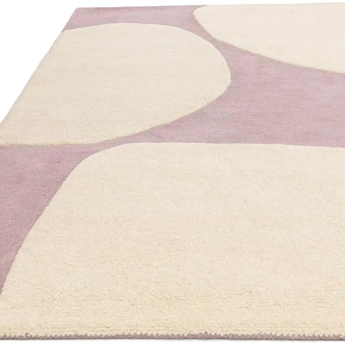 Asiatic canvas 02 pebble Ivory, Pink Living Room Wool Rug.