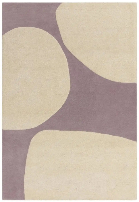 Asiatic canvas 02 pebble Ivory, Pink Living Room Wool Rug.