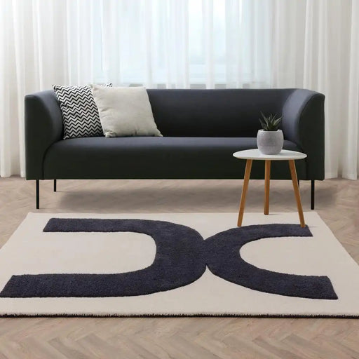 Asiatic canvas 03 balance Grey, Ivory Living Room Wool Rug.