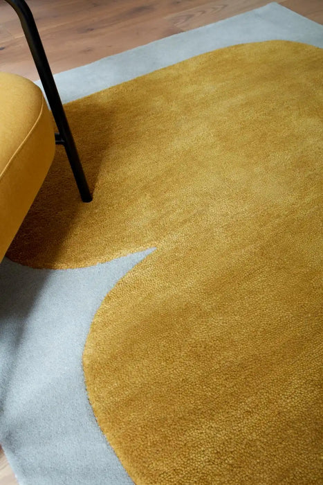 Asiatic canvas 04 sculpt Yellow, Ivory Living Room Wool Rug.