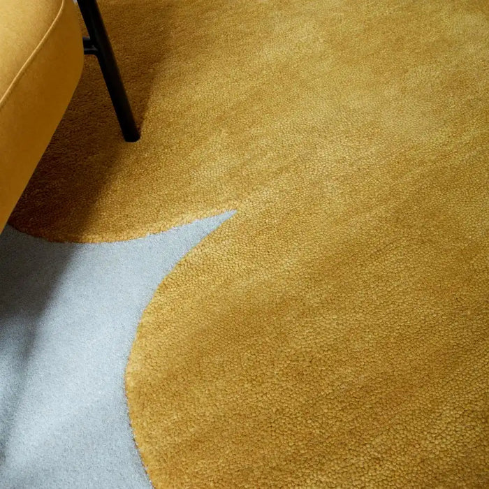 Asiatic canvas 04 sculpt Yellow, Ivory Living Room Wool Rug.