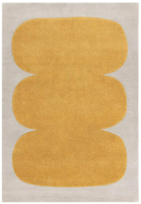 Asiatic canvas 04 sculpt Yellow, Ivory Living Room Wool Rug.