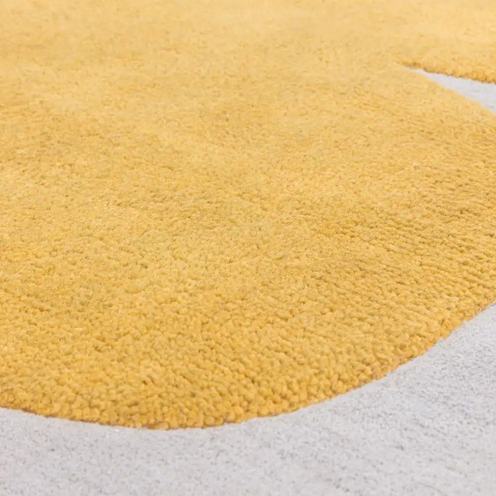 Asiatic canvas 04 sculpt Yellow, Ivory Living Room Wool Rug.