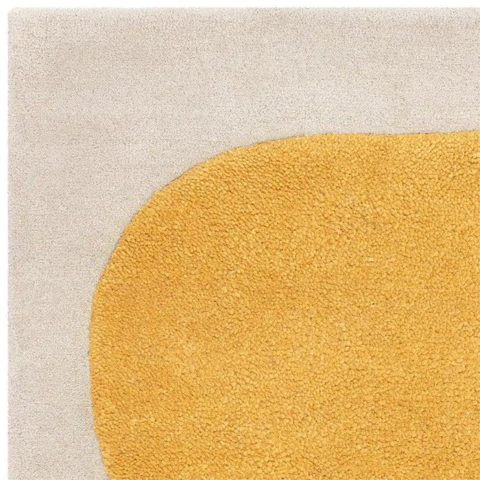 Asiatic canvas 04 sculpt Yellow, Ivory Living Room Wool Rug.