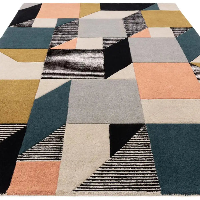 Asiatic matrix asiatic 100 memphis khaki Green, Multicoloured Living Room Wool Rug.