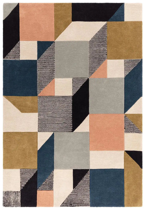 Asiatic matrix asiatic 100 memphis khaki Green, Multicoloured Living Room Wool Rug.