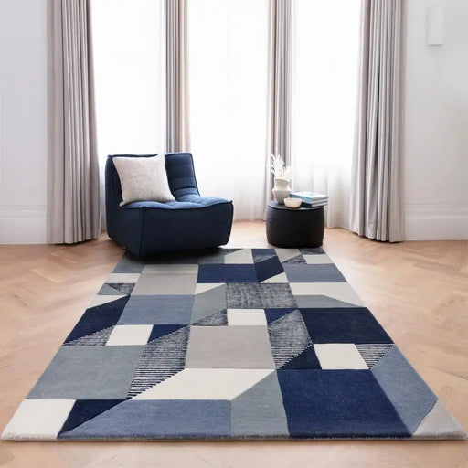 Asiatic matrix asiatic 101 memphis blue Blue Living Room Wool Rug.